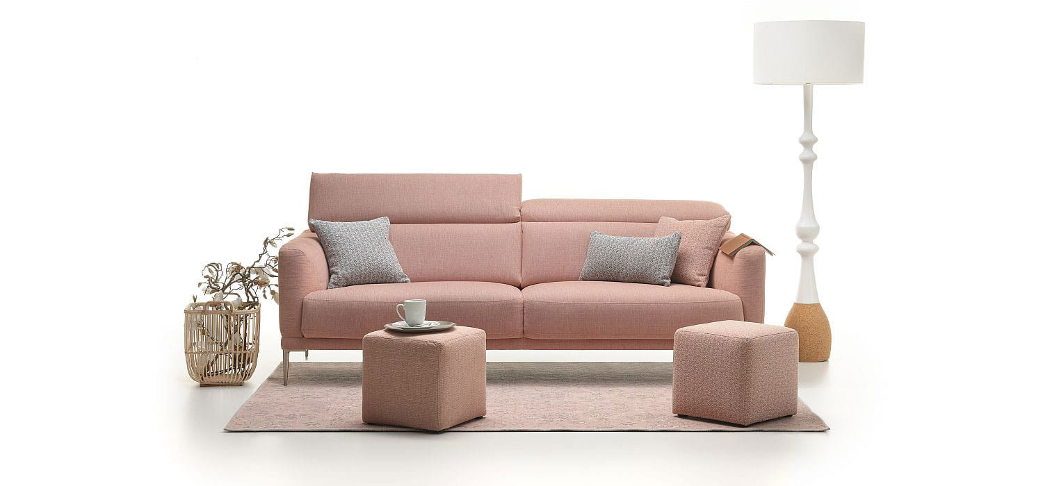 Modèle Kingston Rivano de ROM, canapé en tissu rose 2 places