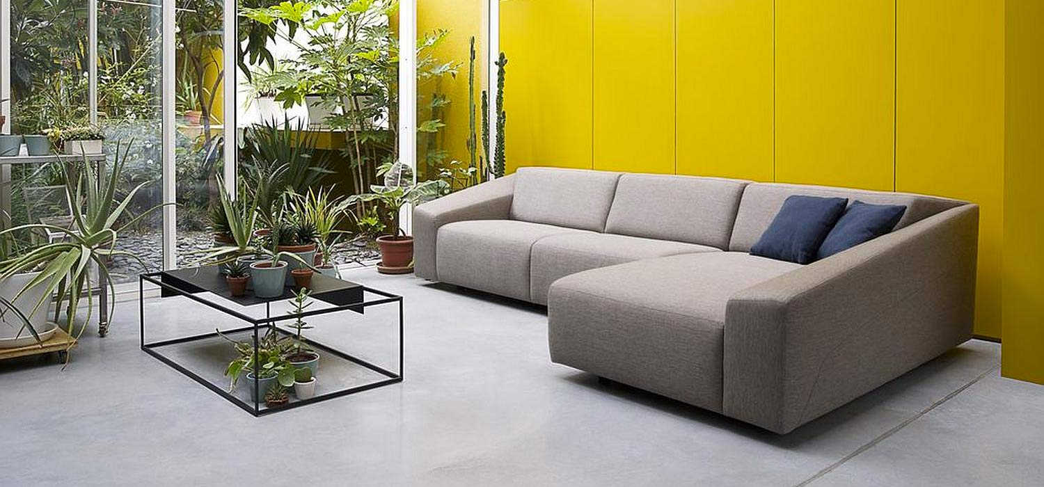 Divan en tissu 3 places avec méridienne