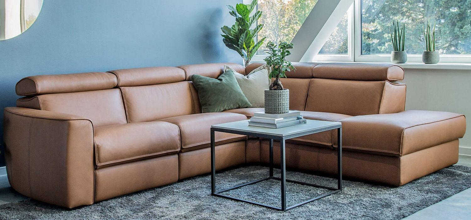 Modèle Dreamer de Vilmers, salon en cuir taupe 4 places