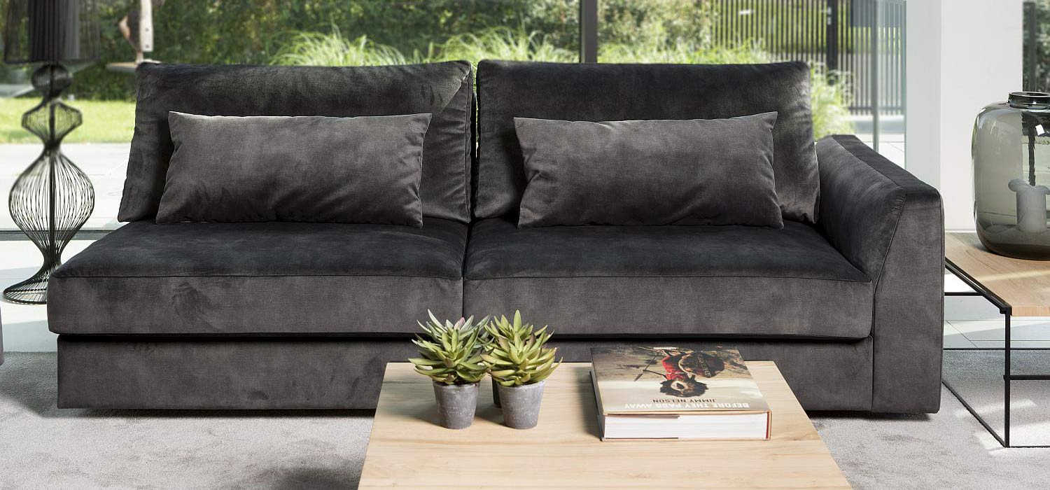 Passe Partout Adino, sofa en tissu noir